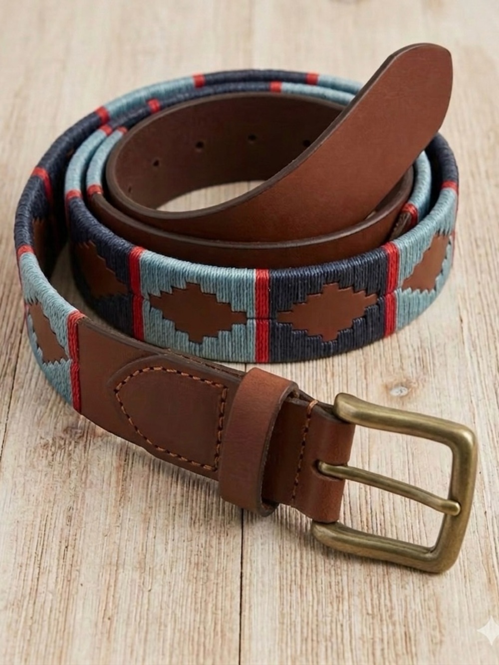 Devil Dog Dungarees Brown Genuine Leather Belt Embroidered Detail - Men's 34”